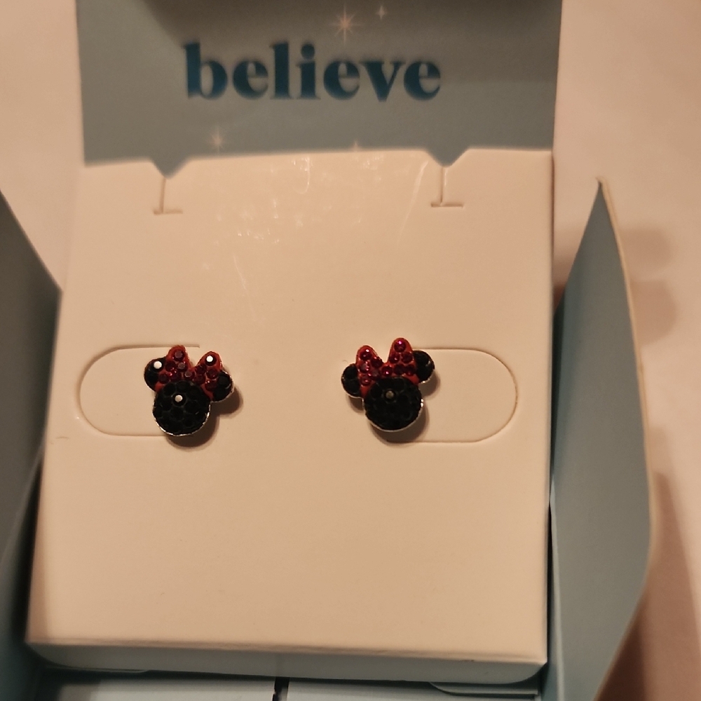 Origami Owl Kids Minnie Mouse Black and Red Crystal Stud Earrings